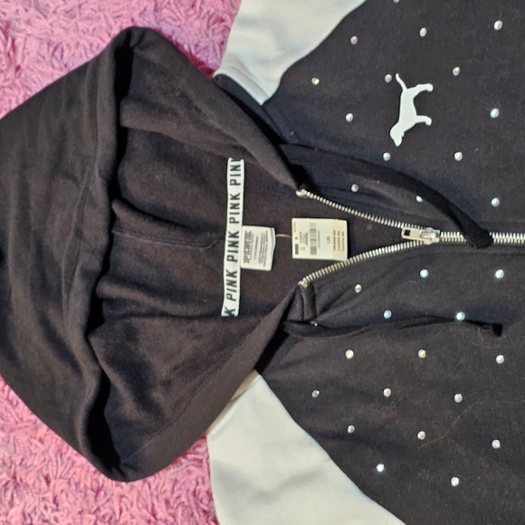 PINK Victoria's Secret Bling NWT Full Zip Hoodie Large - Picture 2 of 6